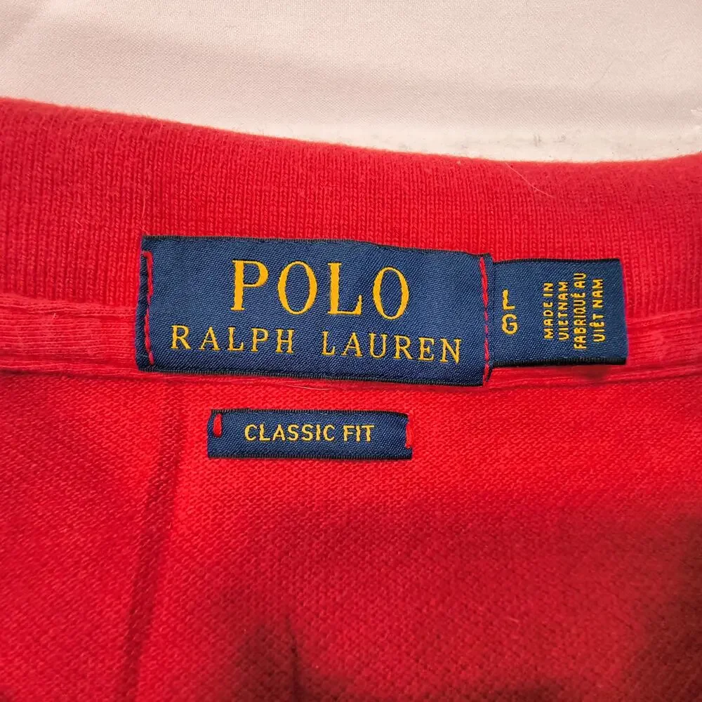 Polo Ralph Lauren Classic Fit Collared Polo Shirt Mens Size Large L Red Black